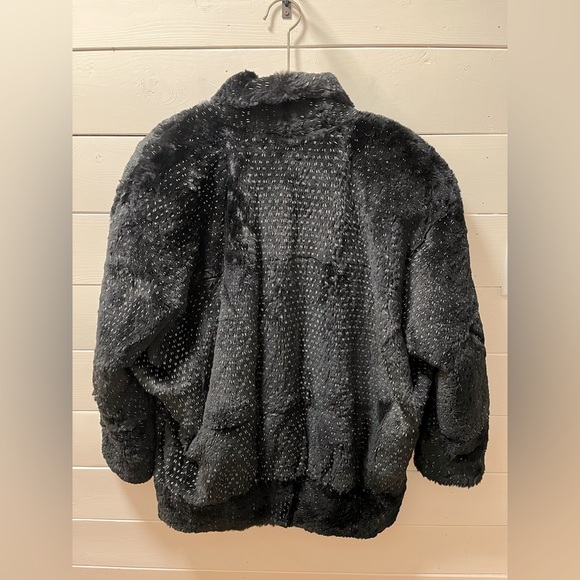 GALERIE DE LA FOURRURE Black Rabbit Fur Coat - Size M - Picture 14 of 16